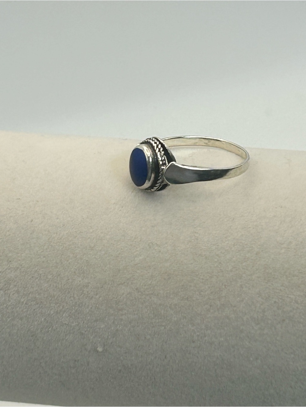Sterling Silver Blue Lapis Ring Size 7.5 Stamped 925 Oval Stone - Picture 5 of 10